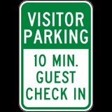 Visitor Parking 10 Min Guest Check In Sign